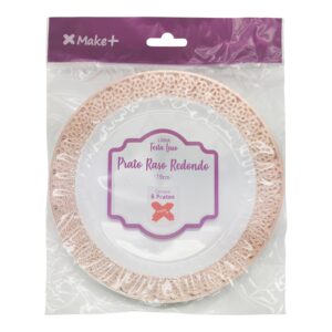 ACESSORIO FESTA PRAT. Raso Redondo 19 cm Provençal- Festa Luxo Rose Gold - Pcte c/ 6 Und