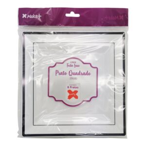 ACESSORIO FESTA PRAT. Quadrado 26 cm - Festa Luxo Preto - Pcte c/ 6 Und