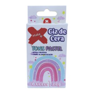GIZ DE CERA C/ CAPA 6 CORES TONS PASTEL REDONDO 8X80MM 24GR