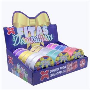 Fita plastica decorativa 30mmx10m - CORES LISAS - CX C/ 18 (br,vm,am,pk,az es,vd es,pr,dr,rx)