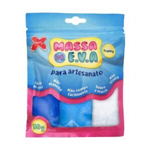 Massa De Eva Para Modelagem, 3 Cores/Pct , 50G/Pct, Azul Cl/Br/Azul Esc