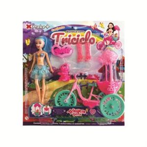 CONJUNTO BONECA COM BICICLETA E ACESSÓRIOS