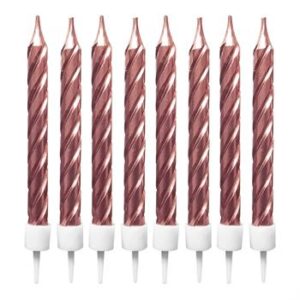 Vela Espiral Metalizada 0,75X8 cm Rose Gold c/ 8
