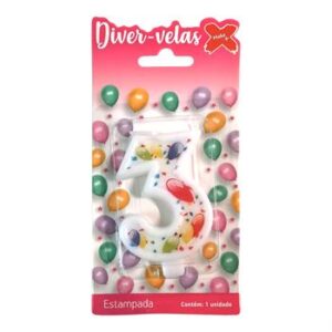 Vela Estampada 9,5 cm Balãozinho "3"