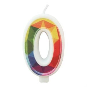 Vela Estampada 9,5 cm Colorida "0"