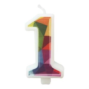 Vela Estampada 9,5 cm Colorida "1"