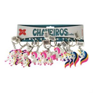 Chaveiro - Unicornio Arcoiris 4,5cm- Cartela c/12 (A)